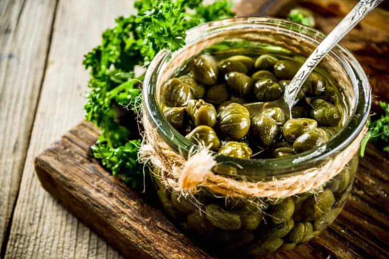 pickled capers in jar